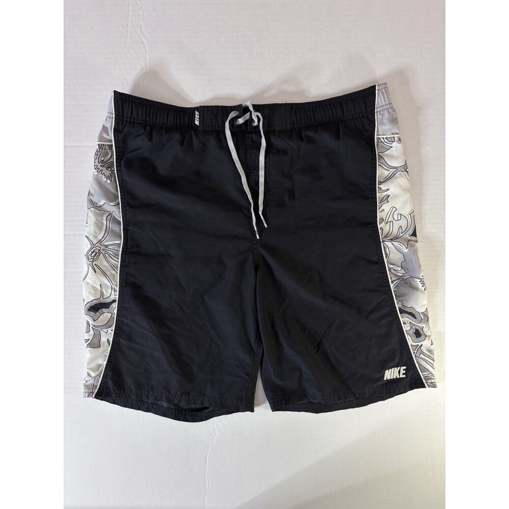 Vintage Nike Board Shorts Men’s 36 Black Hawaiian Floral Swim Trunks Lined
